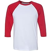Bella + Canvas Unisex 3/4-Sleeve Baseball T-Shirt L WHITE/ RED