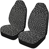 YINGQIGUAN 2 PCS Black Leopard Print Car Seat Covers Abstract Cheetah Pattern Wild Animal Skin Texture Vehicle Seat Protector Cushion Cover Universal Car Interior Accessories for SUV Truck Sedan
