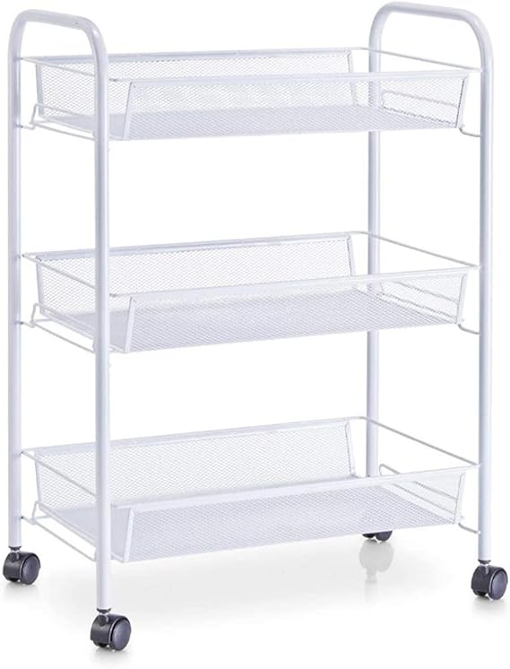 Carrito CXIA Ruedas De Metal, 3 Estantes De Malla Y 2 Ruedas con Frenos