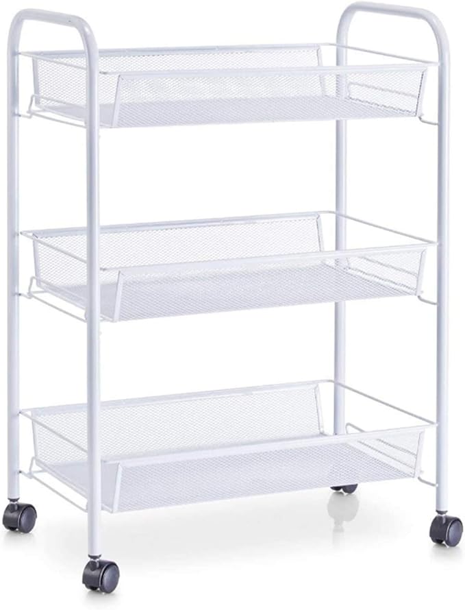 Carrito CXIA Ruedas De Metal, 3 Estantes De Malla Y 2 Ruedas con Frenos