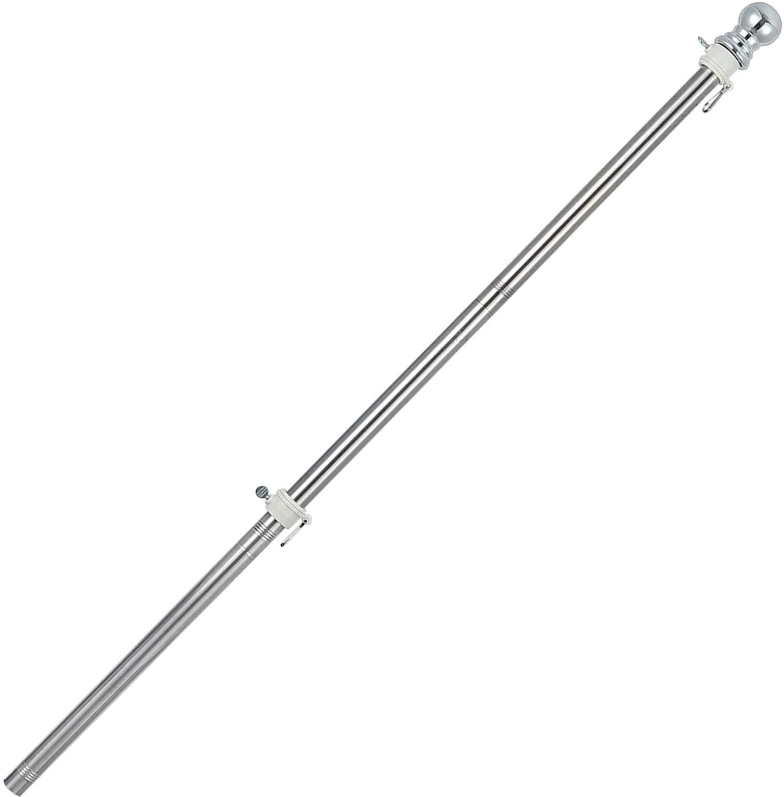 Photo 1 of COCONUT 5FT Stainless Steel Tangle Free Flag Pole, for 3x5 American Flag, House Porch Residential Commercial Use, Silver (Bracket Not Included)