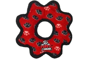 TUFFY- World's Tuffest Soft Dog Toy- Ultimate Gear Ring-Squeakers - Multiple Layers. Made Durable, Strong & Tough.Interactive Play (Tug,Toss & Fetch).Machine Washable & Floats. (Junior, Red Paw)
