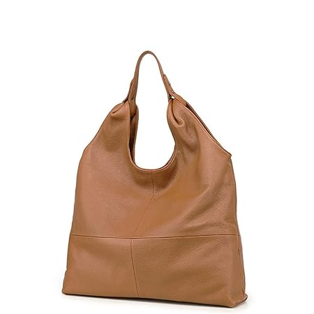 Beylasita Damen Ledertasche Handtasche große Schultertasche aus weichem echtem Leder Hobo Beuteltasche Tote Shopper (Braun)