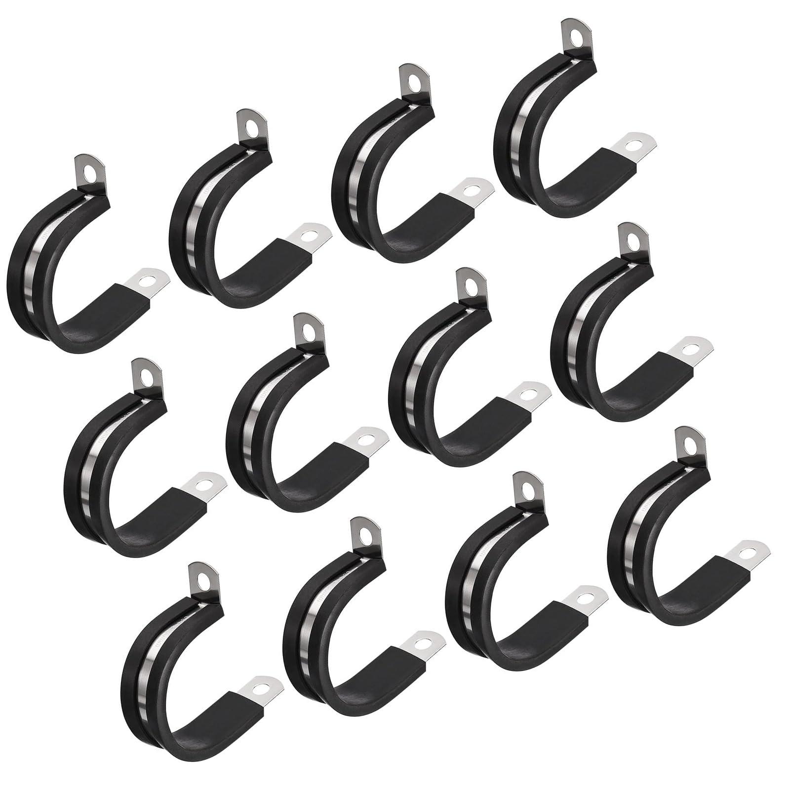 MACHSWON 24Pcs 1-3/16 Inch(30mm) Cable Clamp, Rubber Cushioned Insulated Clamp 304 Stainless Steel R Shape Bracket Metal Pipe Clamp Tube Holder for Wire Hose Tube
