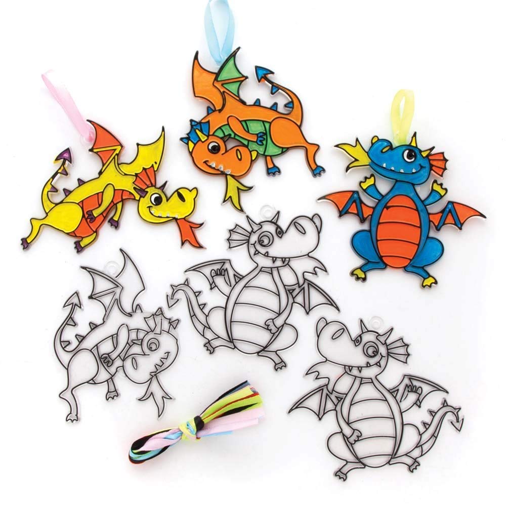 Baker Ross Dragon Suncatchers - Pack of 10, Chinese New Year Craft Kit, Crafts for Kids (FE264)