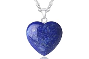 QINJIEJIE Lapis lazuli Necklace Crystals Necklaces Heart Love Real Crystal Reiki Energy for Women Mothers Day Gift Christmas