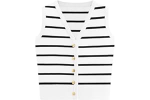 NALANISA Women's Trendy Summer Sweater Vests 2025 V Neck Sleeveless Button Up Knit Crop Tank Tops Y2k Shirts Vacation Outfits