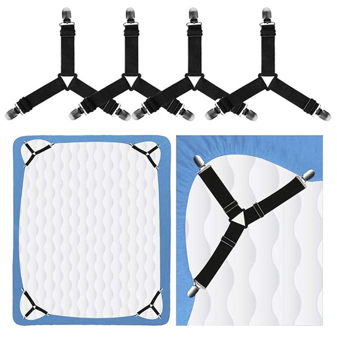 Rareccy Bed Sheet Holder Straps, Adjustable Bed Sheet Fastener and
