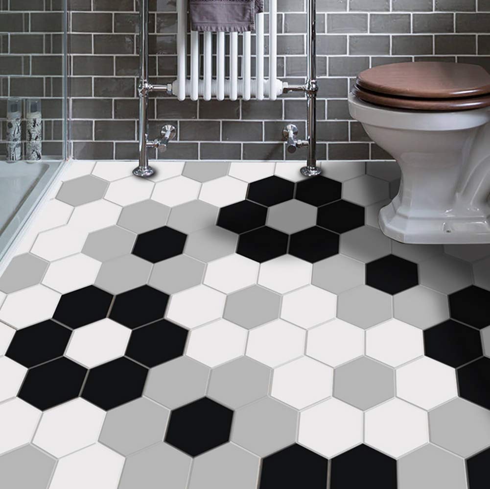 AMNQT 10 unids/Set Imitación Mármol Negro y Blanco Ceniza Hexagonal