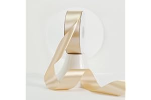 MEEDEE Champagne Satin Ribbon 1-1/2 Inch Champagne Ribbon Lux Satin Double Faced Satin Ribbon by 50 Yards Polyester Satin Ribbon for Crafts, Satin Wedding, Flower Bouquet, Holiday Decorating