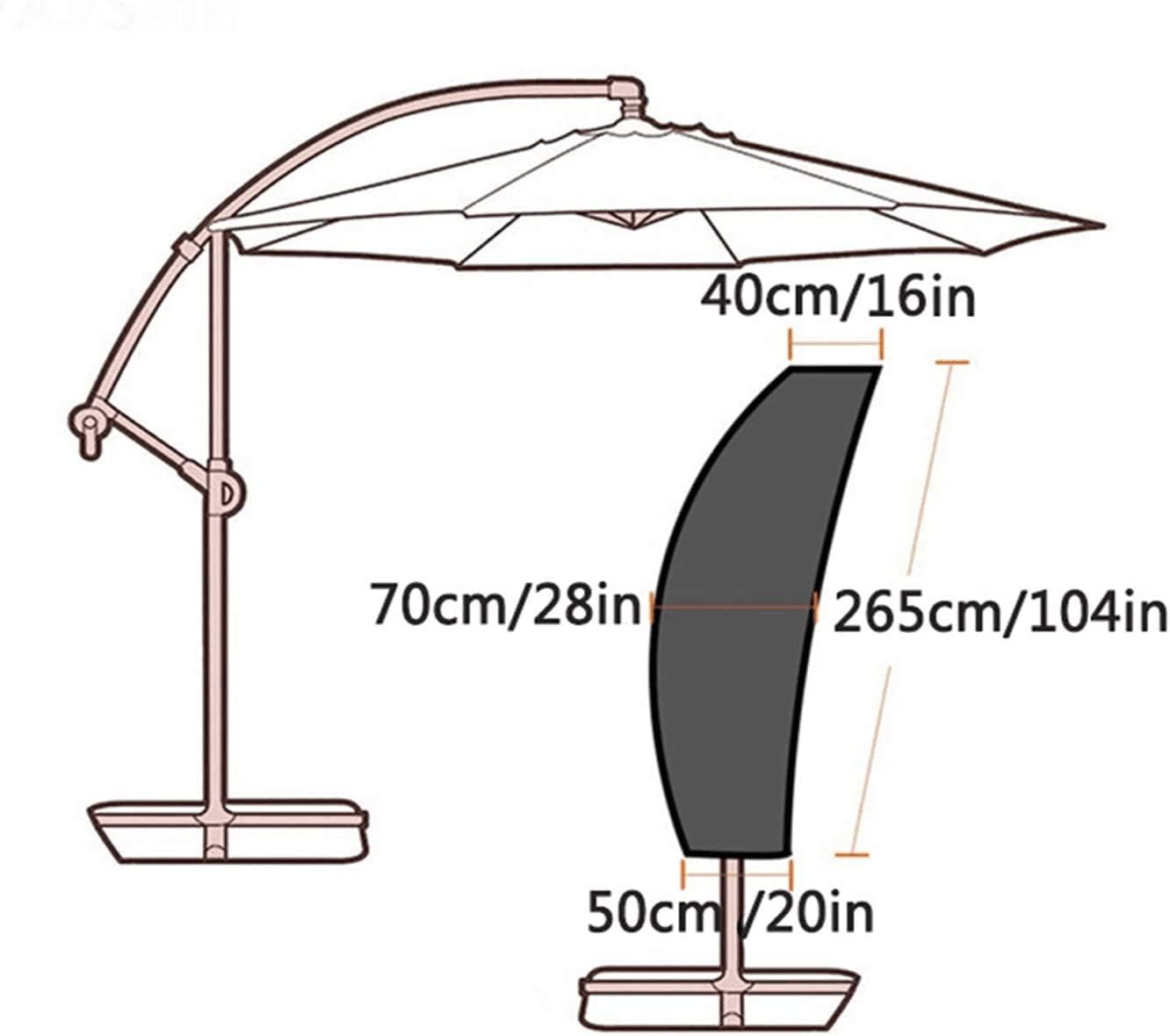 UPODA Patio Umbrella Cover, Waterproof Outdoor Umbrellas Cover Anti-UV Proof of Rain Wind Dust Umbrella Cover for 9ft to 11ft Outdoor Umbrellas with Zipper: Kitchen & Dining