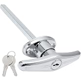 Qjaiune 1 Pack Silver T-Handle Lock for Truck Cap Camper Shell | Zinc Alloy Anti-Rust Plating, Includes 2 Keys Keyed Different, 5/16 Inch Square Shaft, 90 Degree Clockwise Turn, Easy Install