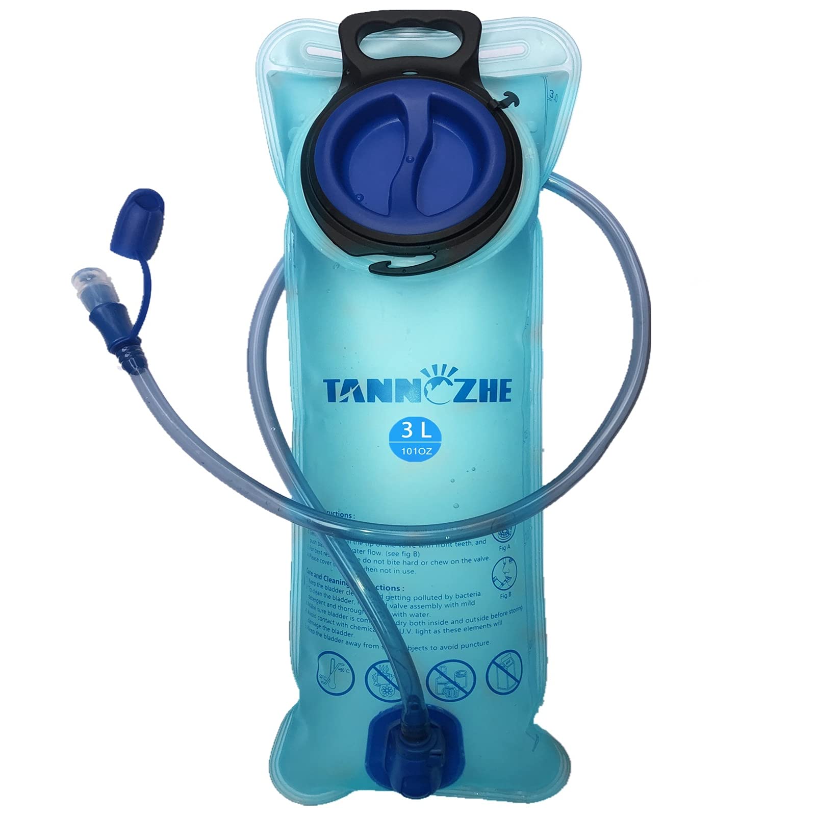 TANNOZHE Hydration Bladder 3 Litre Leak Proof Water Bladder,BPA Free Hydration Pack Replacement,Sports Travel Reservoir Hydration Bag Pack Hiking Outdoor-Blue