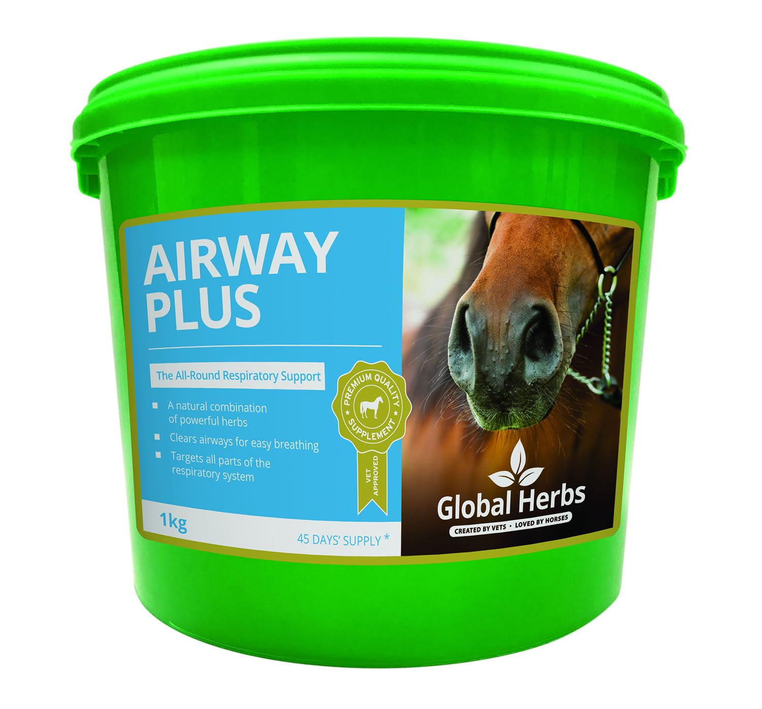 Global Herbs Airway Plus 1kg Tub Clear Breathing Horses