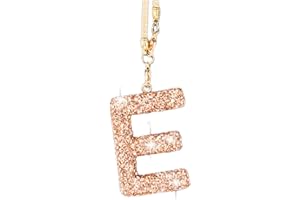 MOTOFITOOL Bling Car Accessories for Women Letter Charm, Rainbow Crystal Rearview Mirror Pendant, Cute Diamond Rhinestone Car Decor, Lucky Gift for Women