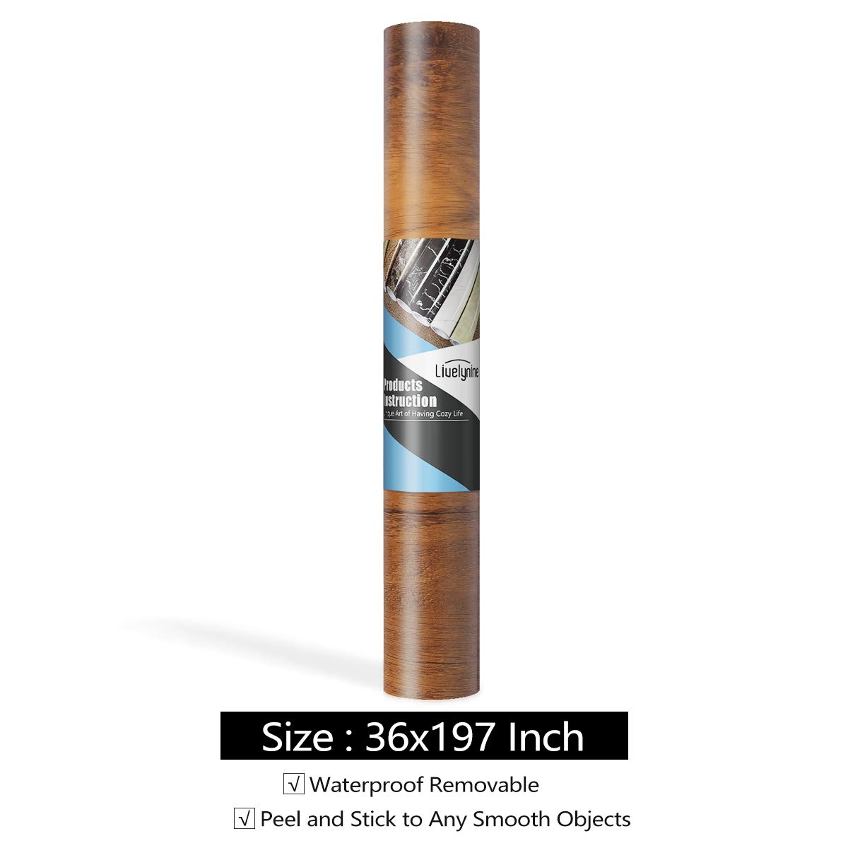 Livelynine 36 x197 Inch Wide Wood Contact Paper Peel and Stick Countertops Waterproof Brown Wood Grain Vinyl Wrap for Cabinets Kitchen Counter Top Self Adhesive Wallpaper Apartment Friendly Desk Cover