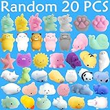 Time-killer Mochi Squishy Toy - 20 Pcs Mini Cute Animal Squishies Kawaii Soft Bear Cat Tiger Pig Panda Smile Cloud Squeeze Toy - Fidget Hand Toy for Kids Gift,Stress Relief (Pack of 20 Random)