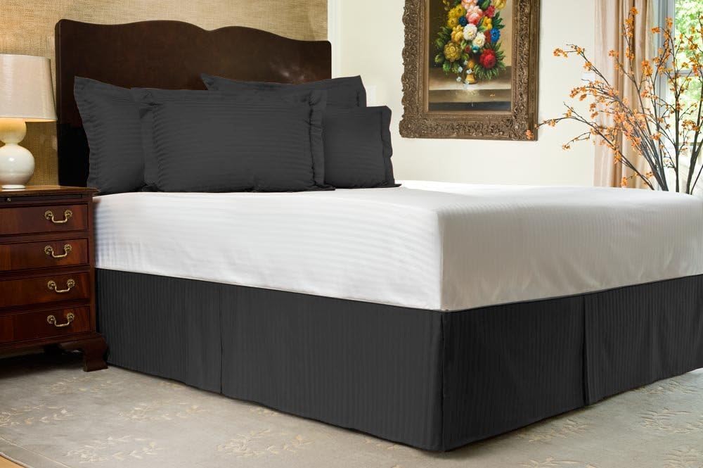 Comfort Beddings 600TC 3pc Bedskirt 13" Drop length UK Super King Size 100% Egyptian Cotton Stripe