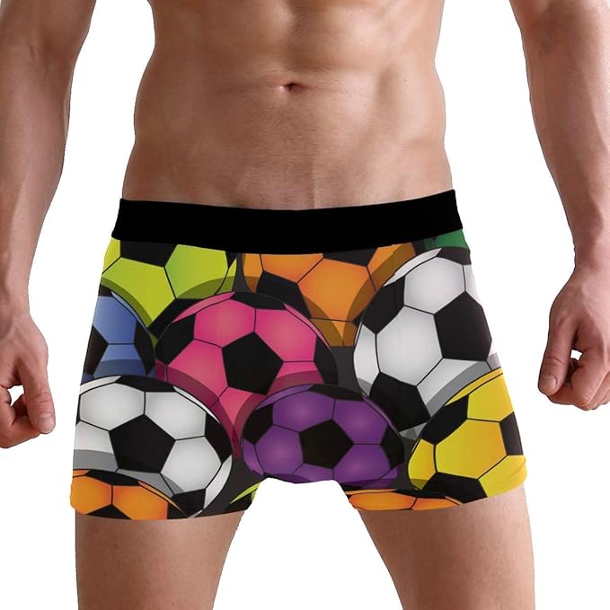 LCSUN Colorful Soccer Balls Design Boxer Briefs Mens Underpants