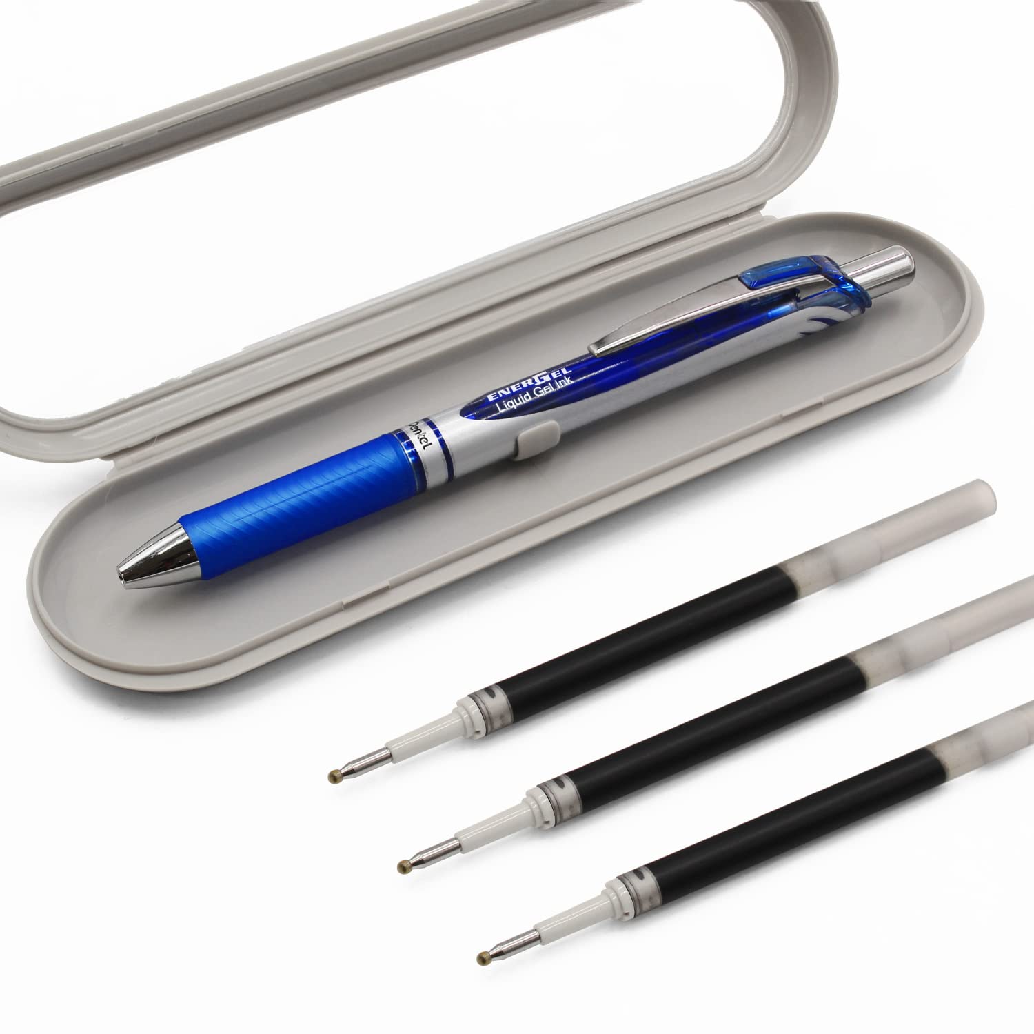 Pentel EnerGel XM BL77 - Retractable Liquid Gel Ink Pen - 0.7mm - 54% Recycled - Blue - Includes Gift Box and 3 Blue LR7 Refills