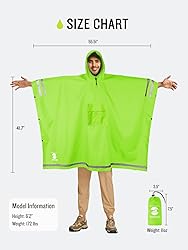 SaphiRose Hooded Rain Poncho Waterproof Raincoat