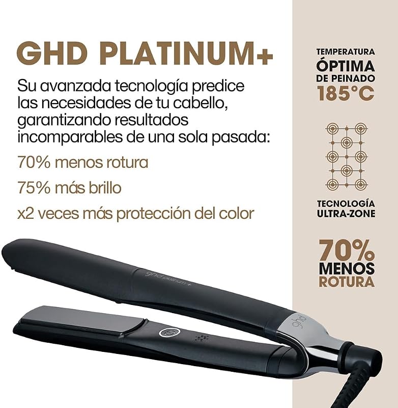 Platinum+ - Plancha de Pelo Profesional Inteligente - Negra