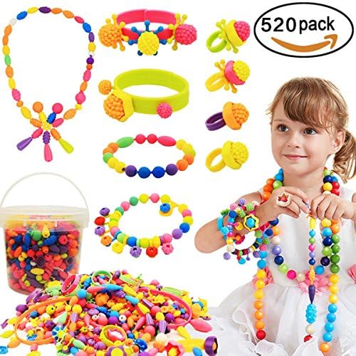 520 Pcs Arty Snap Pop Beads, LAIER DIY Necklace Bracelet Creative Jewelry Kit, Idea Birthday &amp; Christmas Gifts Toys for Kids Toddlers Girls