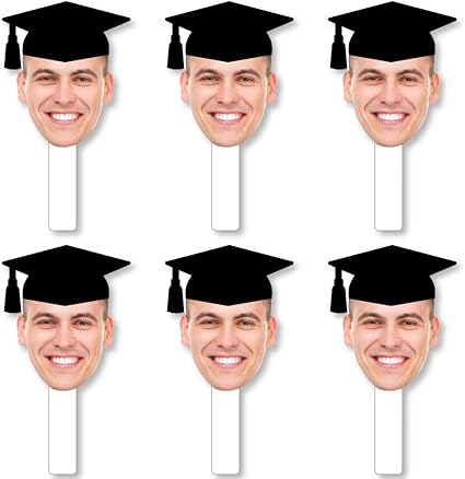 Amazon 卒業式の帽子 楽しい顔のカットアウトパドル カスタム卒業写真 ヘッドカットアウト 写真ブースとファン小道具 写真1つ カットアウト6点セット Big Dot Of Happiness ホーム キッチン 通販