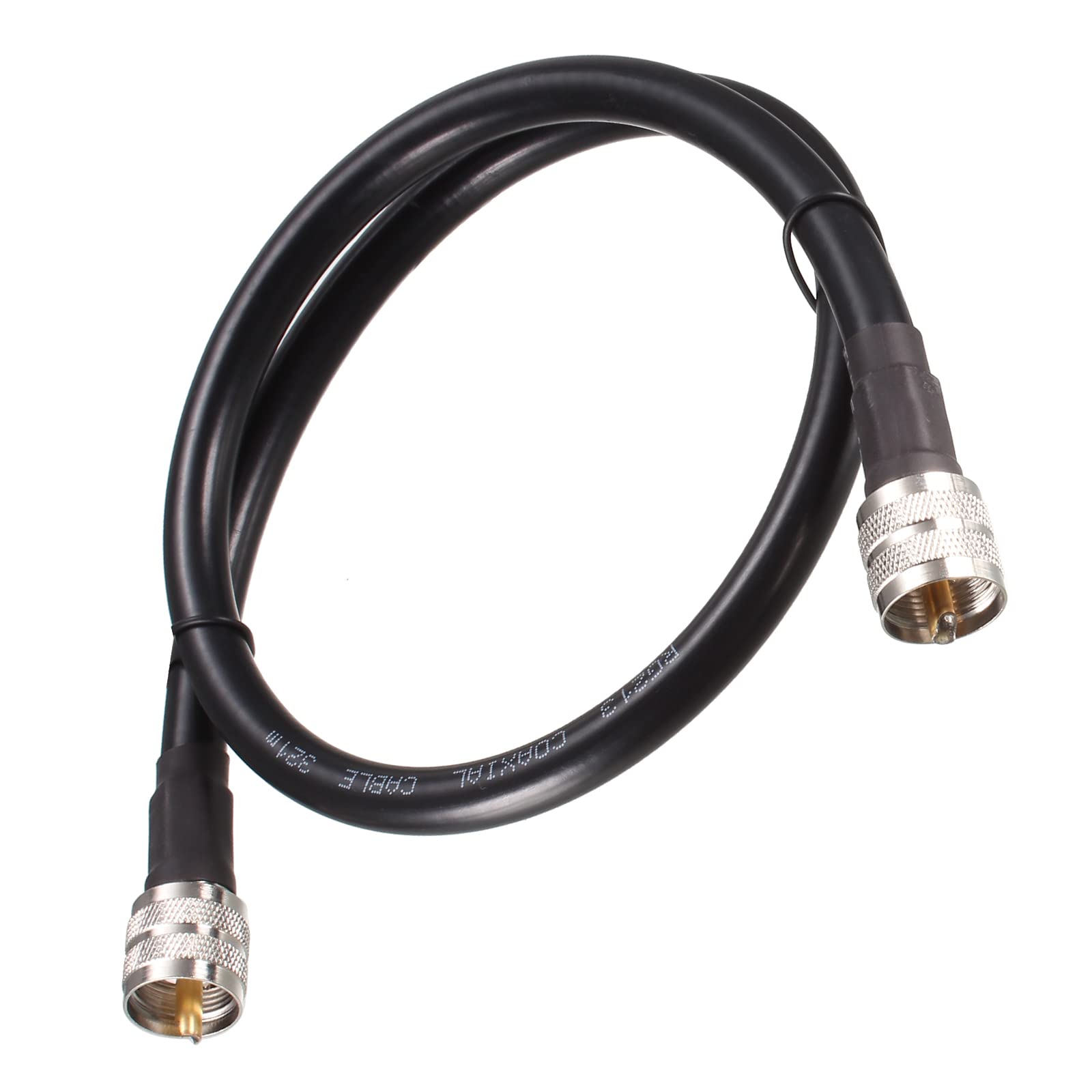 Rebower RG213 Coaxial Cables UHF (PL259) Male to UHF (PL259) Male, [for Antenna Radio Transceiver] - 2Feet/ 50 Ohm/Black/ 1Pcs