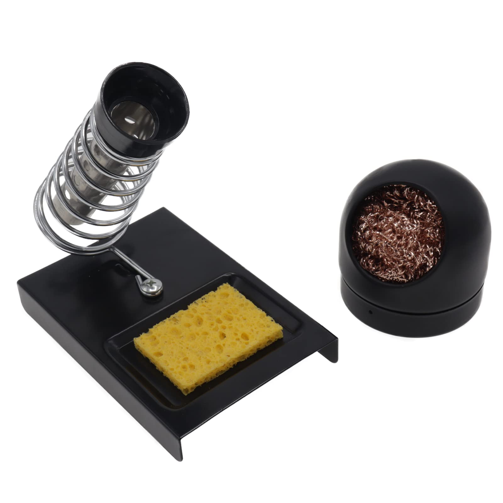 Photo 1 of Cheerock Soldering Iron Stand Solder Holder, Soldering Iron Holder with Soldering Iron Tip Cleaner and Cleaning Sponge, Black Brass Base, Soldering Accessories