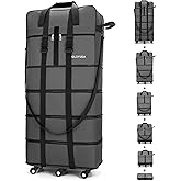 Gloyuda 130L Expandable Luggage, 43 Inch Extra Large Suitcase with Wheels, Collapsible Luggage, Rolling Duffle Bag with Wheels, Big Suitcases with a Handle Wrap Shoe Bag Shoulder Strap (Gray)