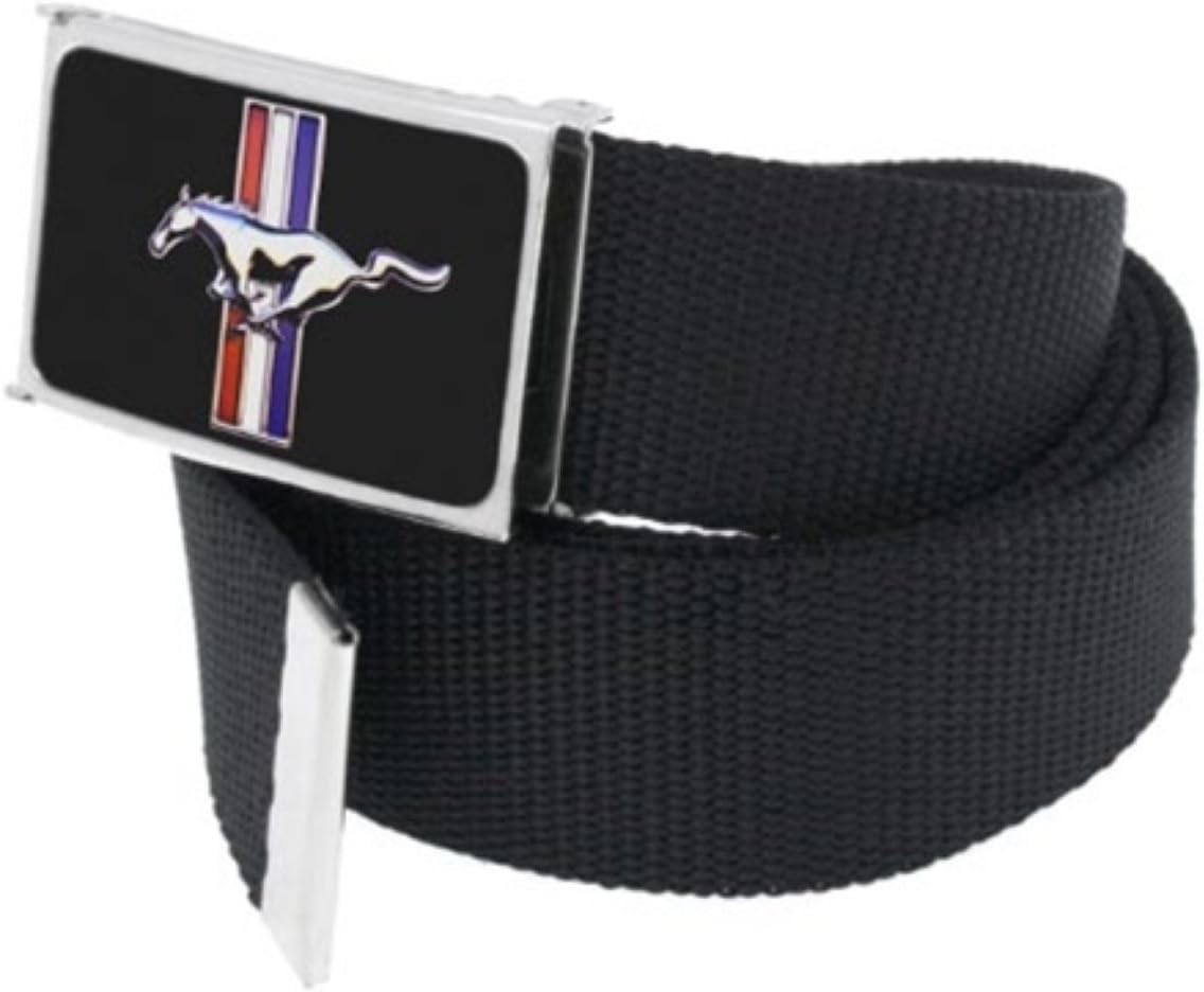 Ford Mustang Logo Buckle with Black Web Belt