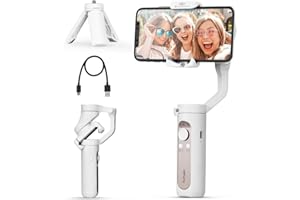 Gimbal Stabilizer for Smartphone, 3-Axis Phone stabilizer with Tripod, Foldable Phone Gimbal for Android and iPhone 14 PRO MAX, Stabilizer for Video Recording with 600° Auto Rotation - hohem iSteady X