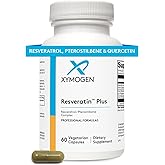 XYMOGEN Resveratin Plus - Patented Pterostilbene + Trans-Resveratrol with Quercetin Antioxidants Supplement to Promote Cardiovascular + Cellular Health, Healthy Aging, Immune Support (60 Capsules)