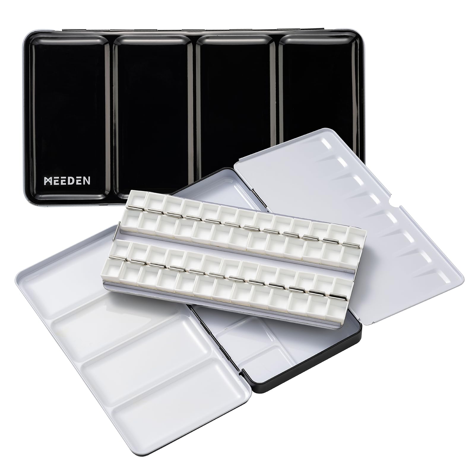 MEEDEN Empty Watercolor Tins Palette Paint Case with 48 Pcs Half Pans