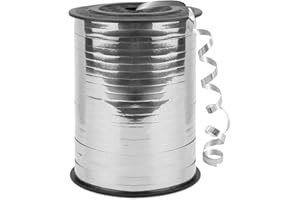 WUYUEJXI 500 Yard Bright Silver Balloon String, 1/5" Ribbon Curling for Gift Wrapping, Balloon Ribbon, Birthday, Party, Festival, Florist Flowers Decoratio, Art Craft