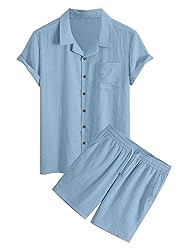 ZAFUL Men's 2 Pieces Shirt Set Short Sleeve Button