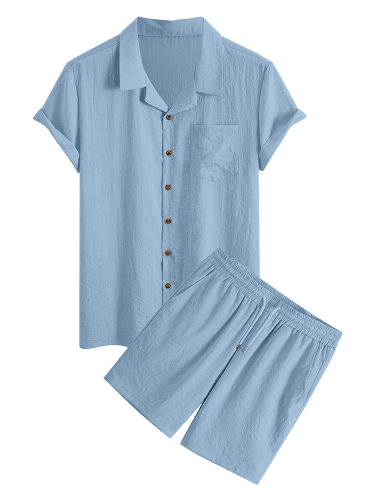 ZAFUL Men's 2 Pieces Shirt Set Short Sleeve Button