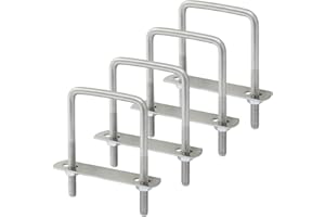 Moicstiy 4 Sets M6 Square U Bolts 2 Inch Wide, 304 Stainless Steel U-Bolts with Frame Plates, Nuts, and U Clamp for Trailers, Boats (50 mm x 80 mm)