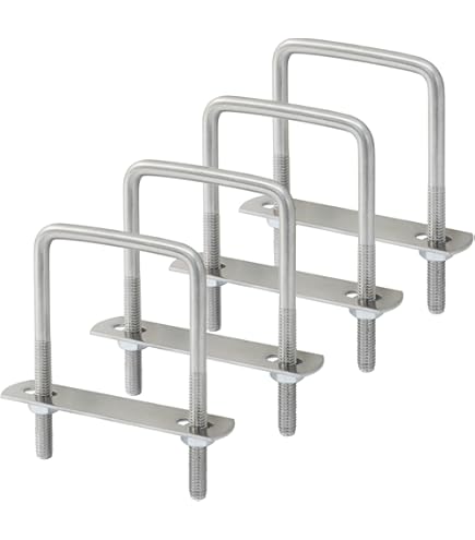 PATIKIL M10x80x100mm Square U-Bolts Kit, 2Set 304 Stainless Steel Square U Shaped Bolts Replacement Parts With Frame Plates And Nuts For Ski Board Sailboat Trailer