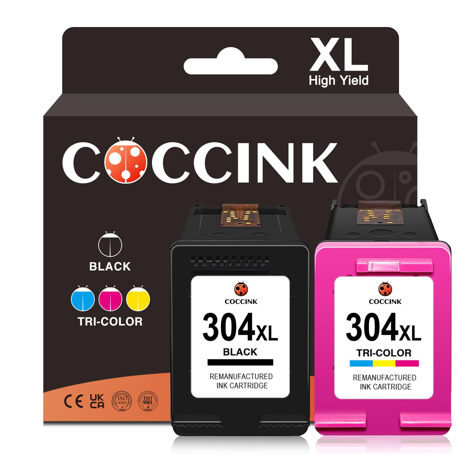 COCCINK DeskJet 3700 2600 for HP 304 ink Cartridges Black and Colour DeskJet 3752 3762 2632 3760 2620 2630 2633 3720 3750 Envy 5000 5010 5020 5032 5030 304XL Printer Ink Cartridges 304 XL Combo Pack