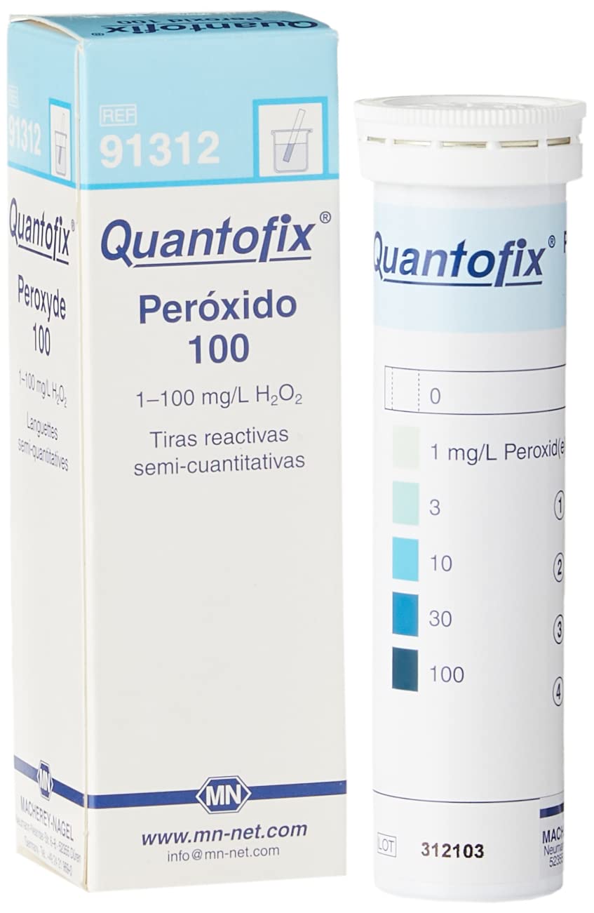 Quantofix 1138902 Hydrogen Peroxide 100 Reagent Test Strips for testing H2O2, CE-Marked, 6mm x 95mm (Pack of 100)