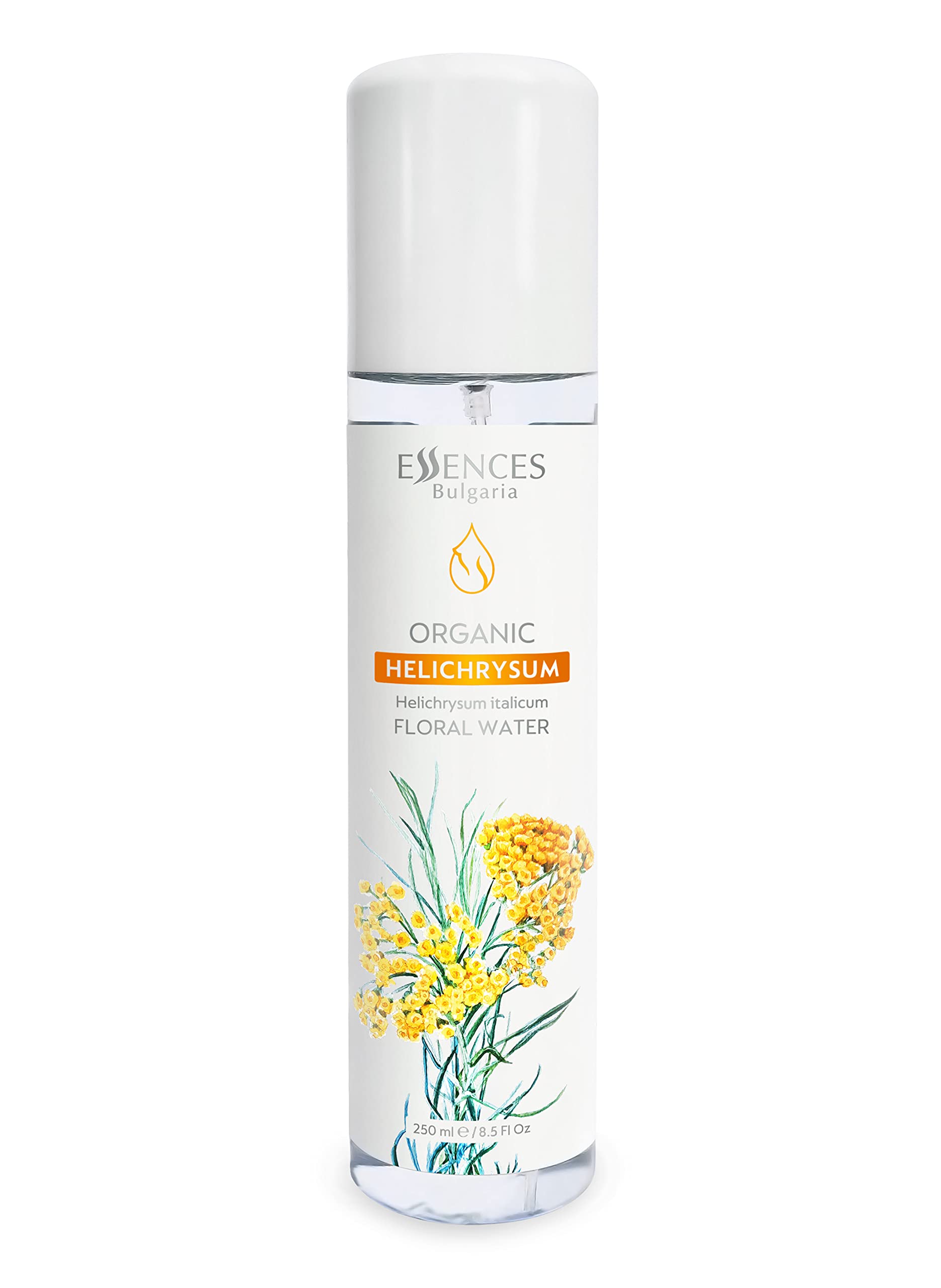Essences Bulgaria Organic Helichrysum Floral Water 250ml | for Blemishes, Wrinkles, Fine Lines, and Dark Spots | Anti-Aging Mist | Skin Regenerating Toner | Alcohol-Free