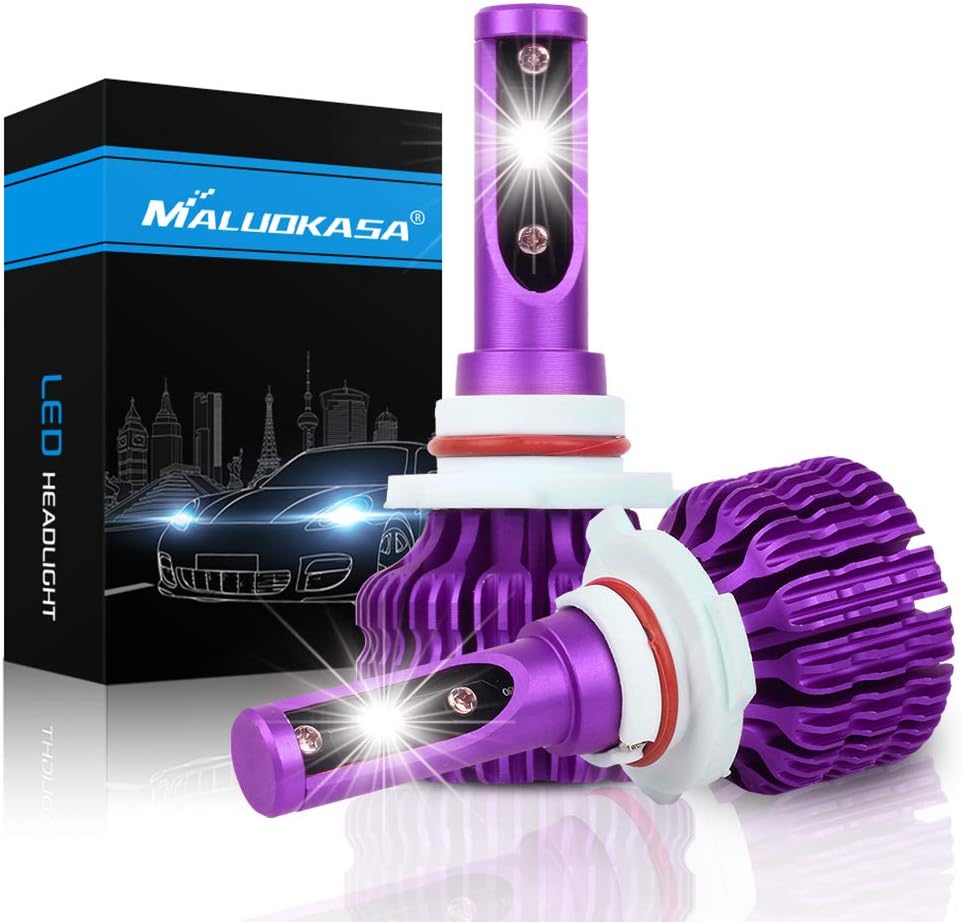 9005 Car Headlight Bulb, MALUOKASA ZES Chips 6500K 10000LM LED Headlight Bulb, EMC Anti-jamming Headlamp Conversion Kits Replace for HID or Halogen Bulbs with Canbus Waterproof IP68, Purple