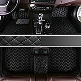 Custom Personalized Floor Mats for Cars - Luxury Full Coverage All Weather Mats, Anti-Slip Leather Mat Set, Fit for 99% of Cars, SUVs & Trucks (Black, A-Diamond)