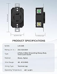 AIDA NEMA L14-20R Flush Mounting Locking