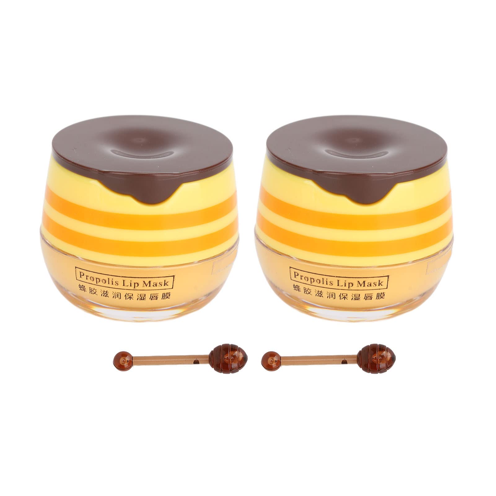 2PCS Bee Honey Lip Balm Pot, Lip Sleeping Mask, Moisturizing, Hydrating, Exfoliating Beeswax Softens and Adds Shine - Nourishing Lip Care, Repair Mask, and Moisturizer, for Dry, Chapped Lips