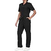 wantdo Coveralls for Women, Snap-Front Cotton Work Jumpsuits Twill Action Back