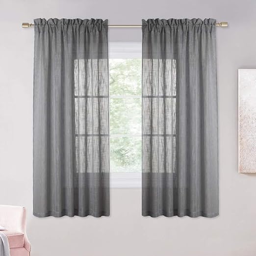Amazon Com Nicetown Rod Pocket Sheer Curtains Privacy Linen