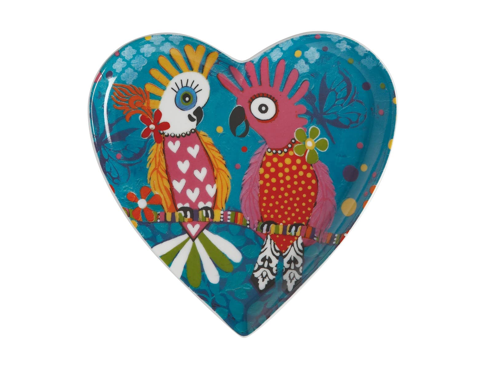 Maxwell & Williams Love Hearts Heart Shaped Side Plate with Chatter Design, Gift Boxed, Porcelain, Teal, 15.5 cm
